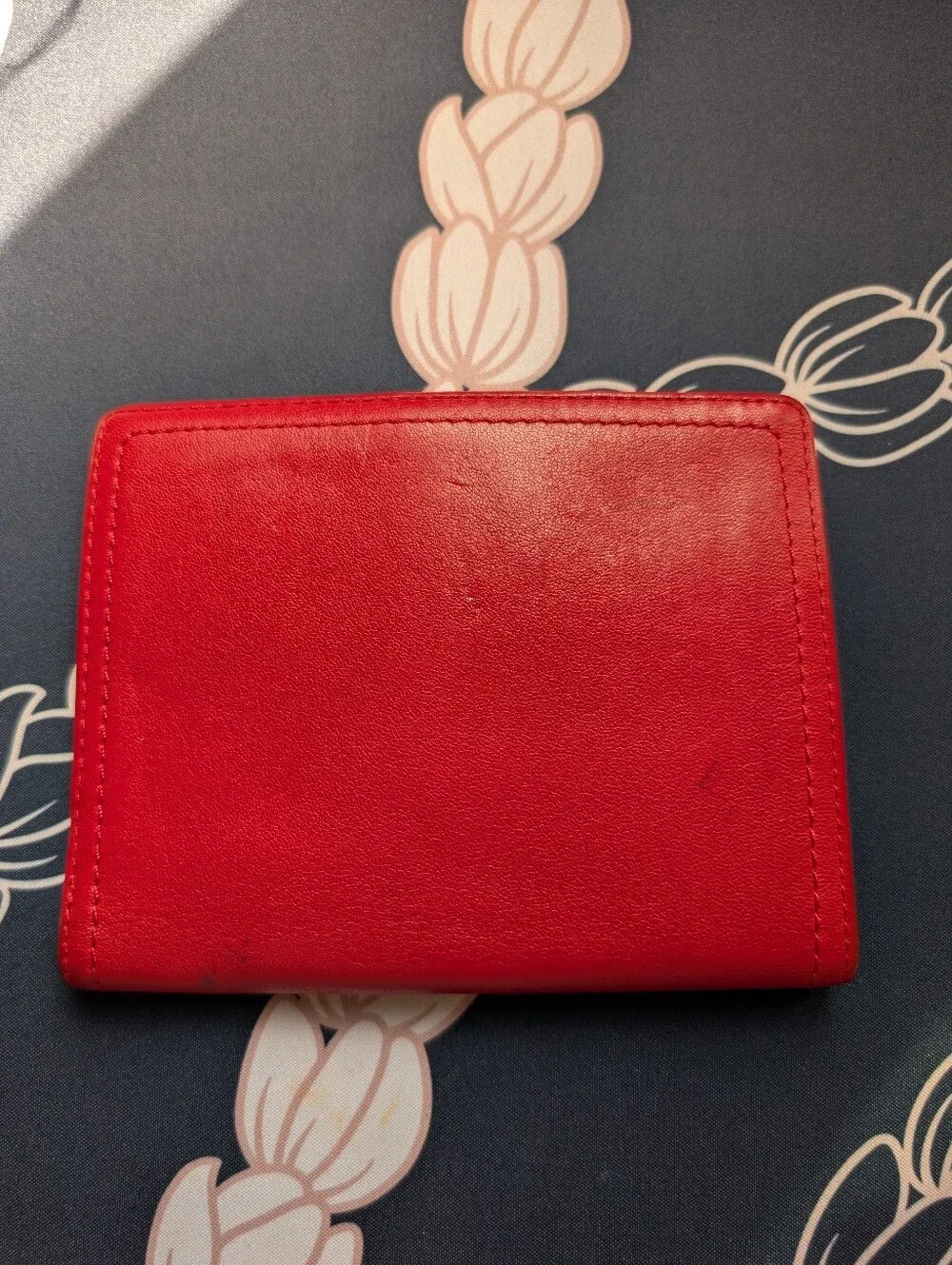 Authentic Tumi Red Leather Compact Wallet with Gold Logo